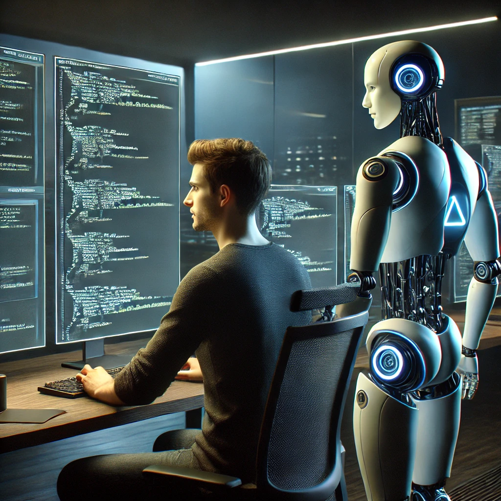 Hombre programando IA